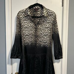 VINTAGE Leopard Print Black Dress